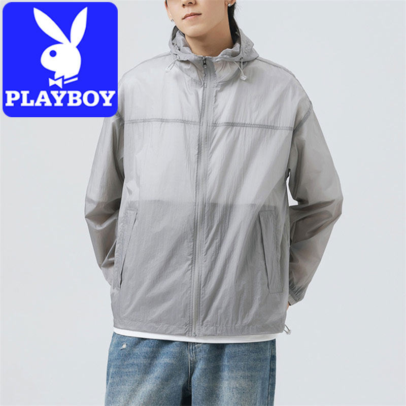 花花公子防晒衣男士2024新款夏季时尚薄款皮肤衣男透气运动外套男