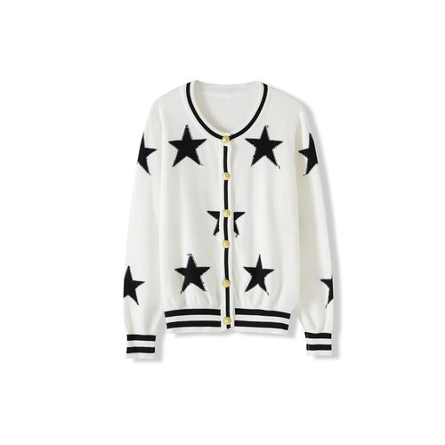 【晶晶姐妹专属】冬季小香风五角星图案针织开衫LYMBLZ-5688