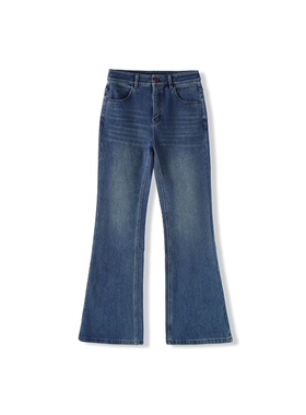 【天天yoko&莉依墨】冬季加绒复古水洗牛仔微喇裤LYMBM-83121