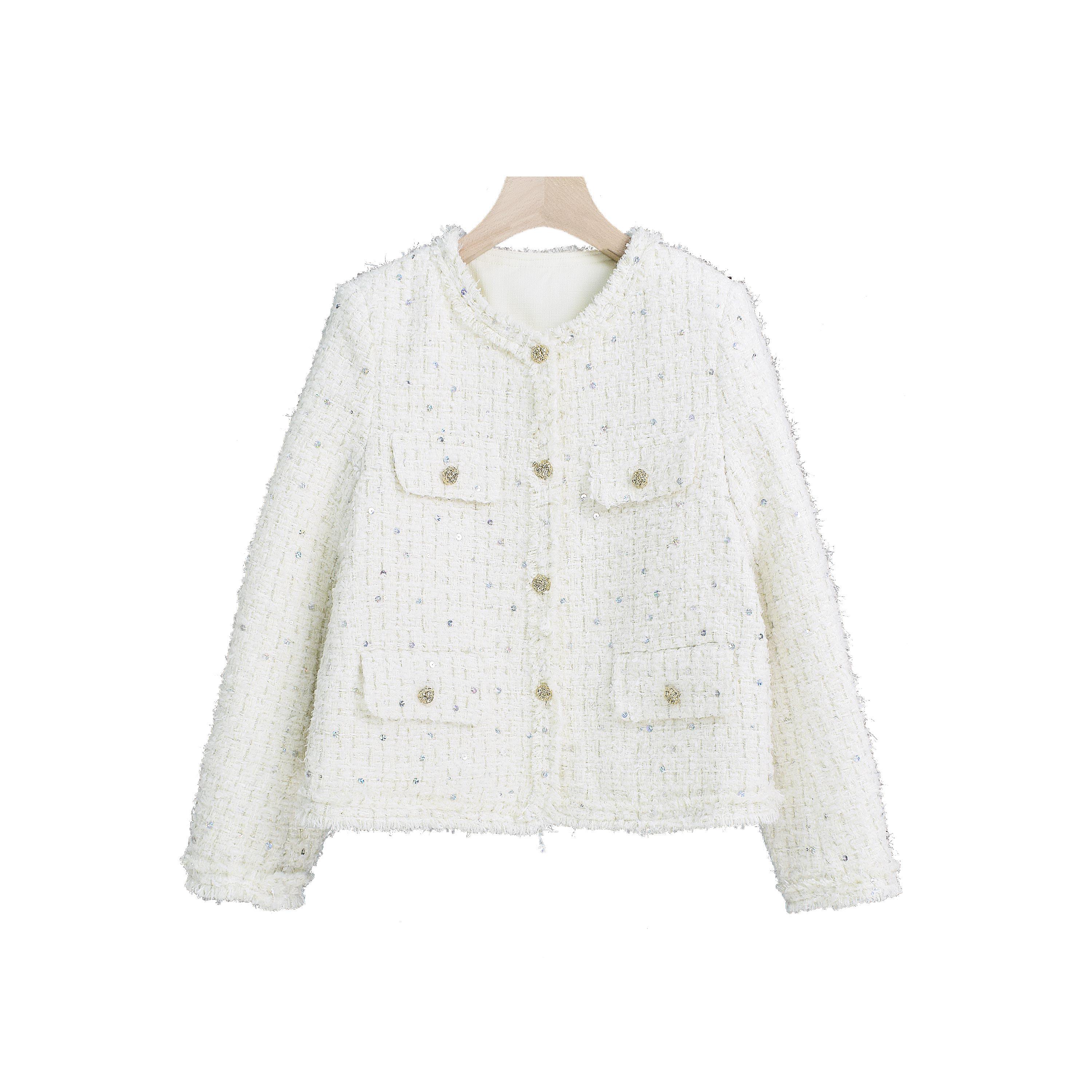 【天天yoko&莉依墨】亮丝小香风90白鸭羽绒服外套LYMMX-Y13869