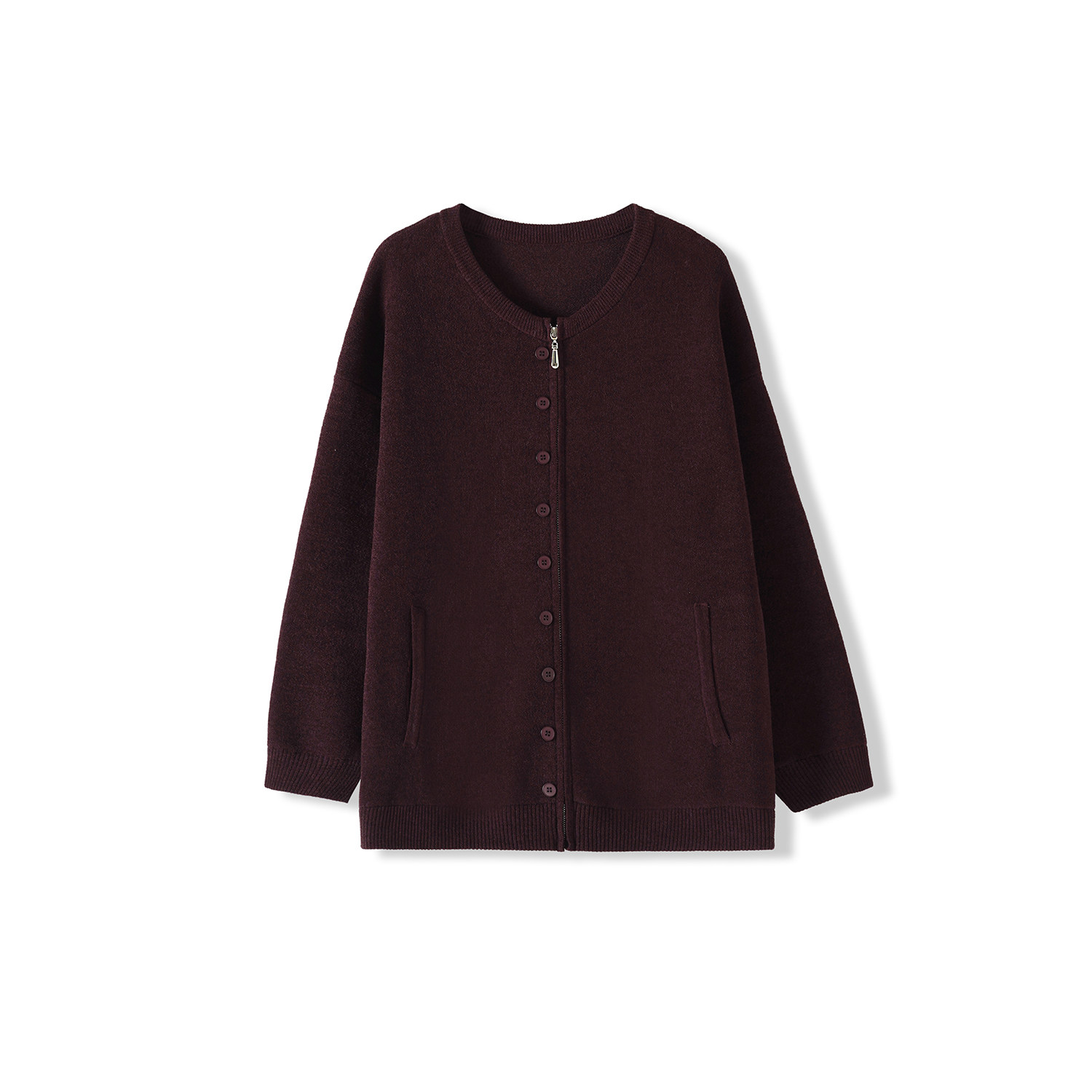 【天天yoko&莉依墨】冬季拉链纽扣外套纯色百搭上衣LYMYZH-11538