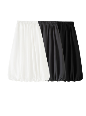 【草莓粉丝专享】春季松紧腰花苞A字裙纯色百搭裙子LYMDD-X05