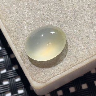 冰黄起荧光蛋面戒指吊坠镶嵌 天然翡翠a货