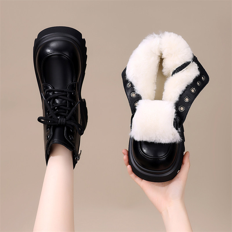 厚底马丁靴女2025年秋冬新款东北大棉加绒加厚休闲百搭英伦风棉靴,女鞋,马丁靴,淘宝优惠券,粉丝福利购,淘宝优惠卷