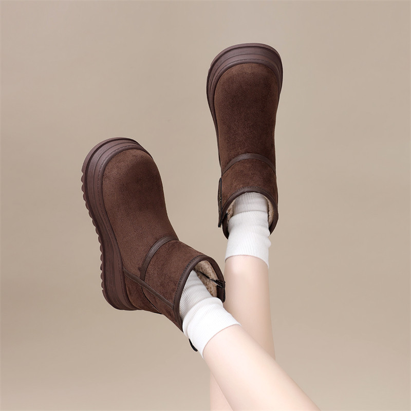 厚底雪地靴女2025年冬季新款一脚蹬加绒加厚勃肯短靴保暖时尚棉鞋,女鞋,时尚雪地靴,淘宝优惠券,粉丝福利购,淘宝优惠卷