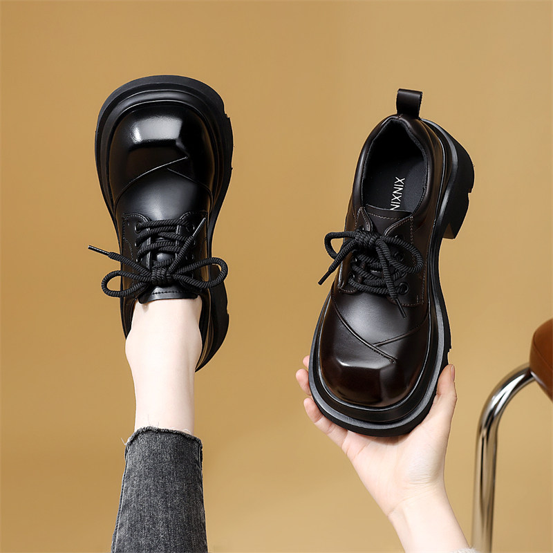 英伦风复古乐福鞋女2026年春秋新款厚底小个子增高小皮鞋百搭单鞋,女鞋,乐福鞋（豆豆鞋）,淘宝优惠券,粉丝福利购,淘宝优惠卷