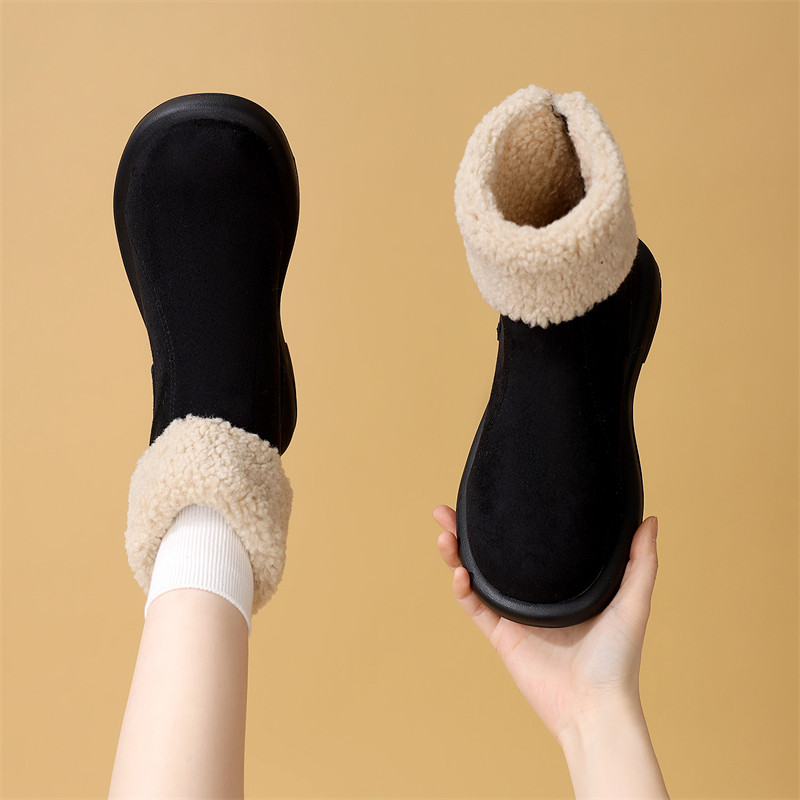 翻边羊羔毛雪地靴女2025年冬季新款平底加绒保暖短靴软底防滑棉靴,女鞋,时尚雪地靴,淘宝优惠券,粉丝福利购,淘宝优惠卷