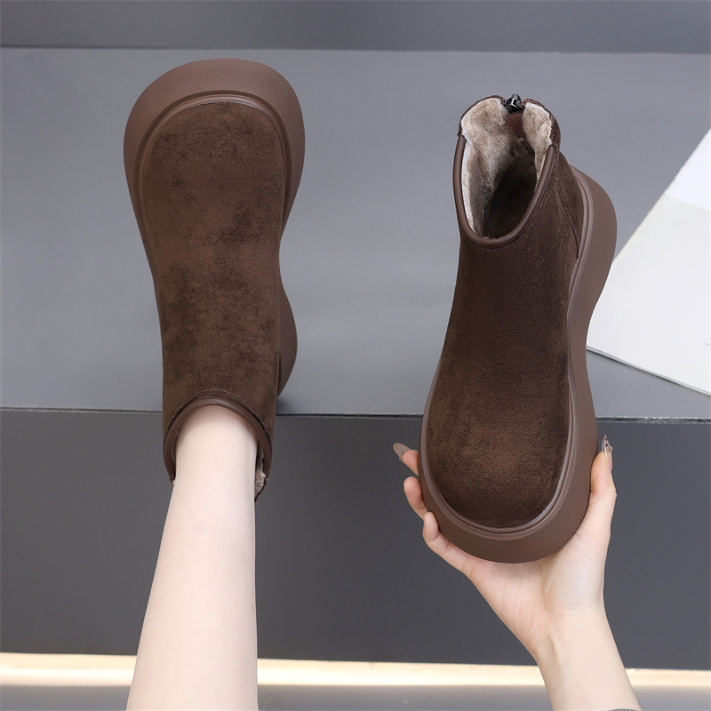 马丁靴棉里橡胶短靴增高显瘦