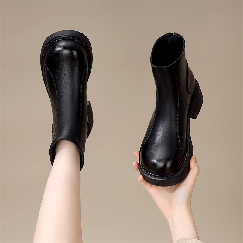 厚底马丁靴女2025年秋冬季新款圆头洋气爆款加绒切尔西靴舒适短靴,女鞋,马丁靴,淘宝优惠券,粉丝福利购,淘宝优惠卷