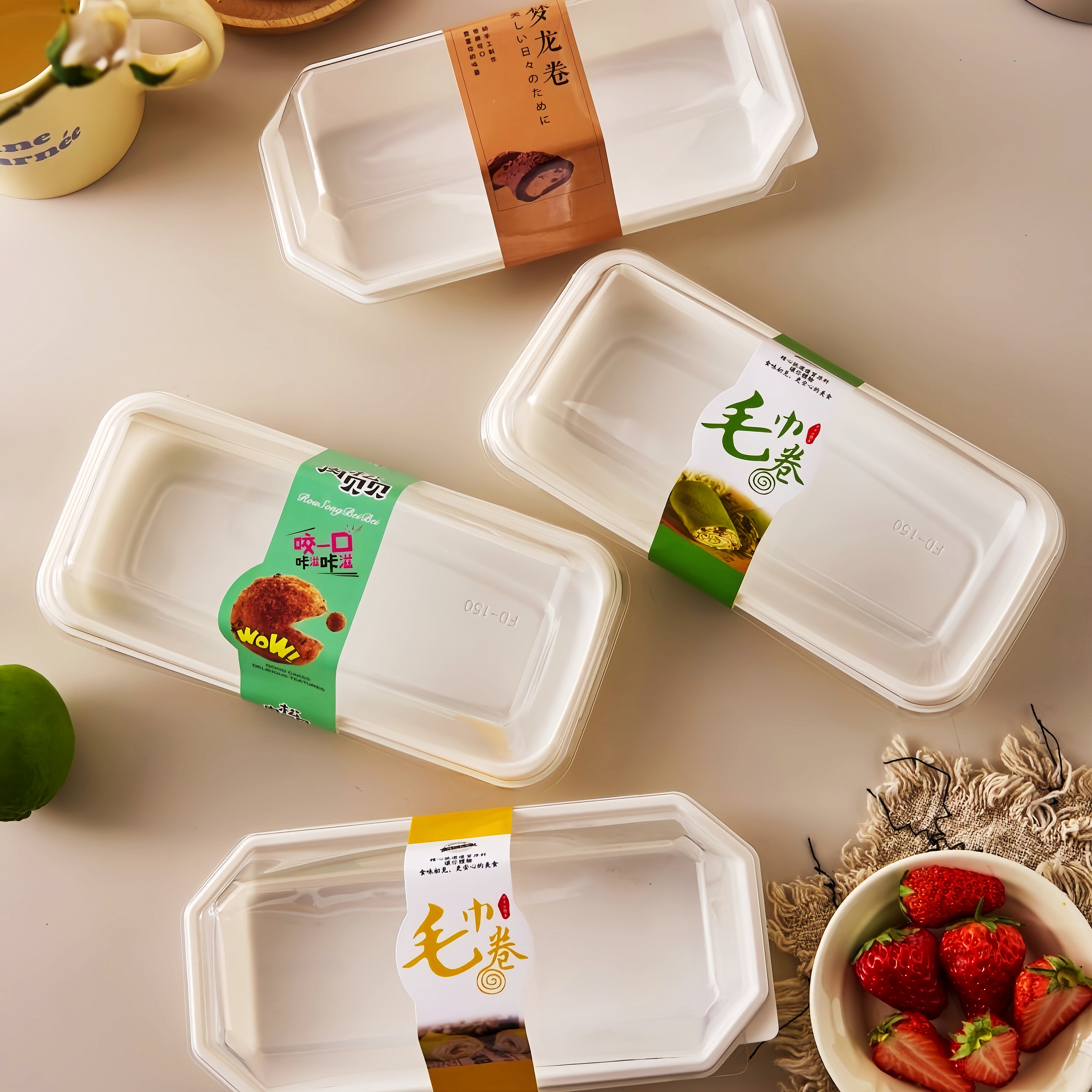 透明毛巾蛋糕卷盒子肉松小贝三明治烘焙包装盒慕斯西点甜点打包盒