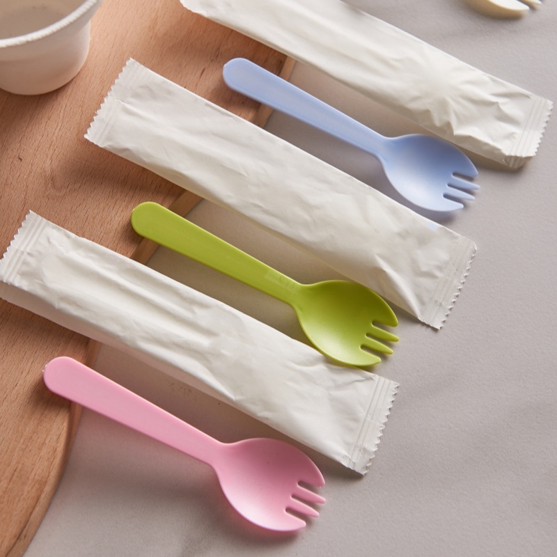 一次性叉勺磨砂加厚塑料小蛋糕甜品勺子叉子独立包装水果沙拉叉