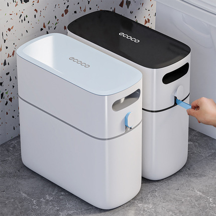 ecoco意可可新款垃圾桶家用卫生间厨房夹缝带盖大号自动打包纸桶