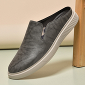 男2025新款 夏季 外穿真皮一脚蹬休闲潮鞋 半拖鞋 包头无后跟懒人皮鞋