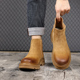 马丁靴男款 中帮厚底英伦切尔西套筒短靴复古户外休闲大黄靴子男鞋