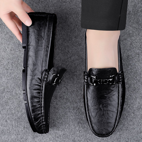 豆豆鞋真皮休闲皮鞋一脚蹬驾车鞋