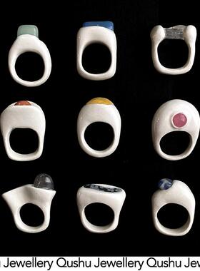 Qushu Jewellery 原创设计手工雕塑感戒指天然石小众戒指孤品合集
