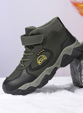 ABC/EUEU男童棉鞋儿童雪地靴冬季加绒保暖防滑防水高帮中大童棉鞋