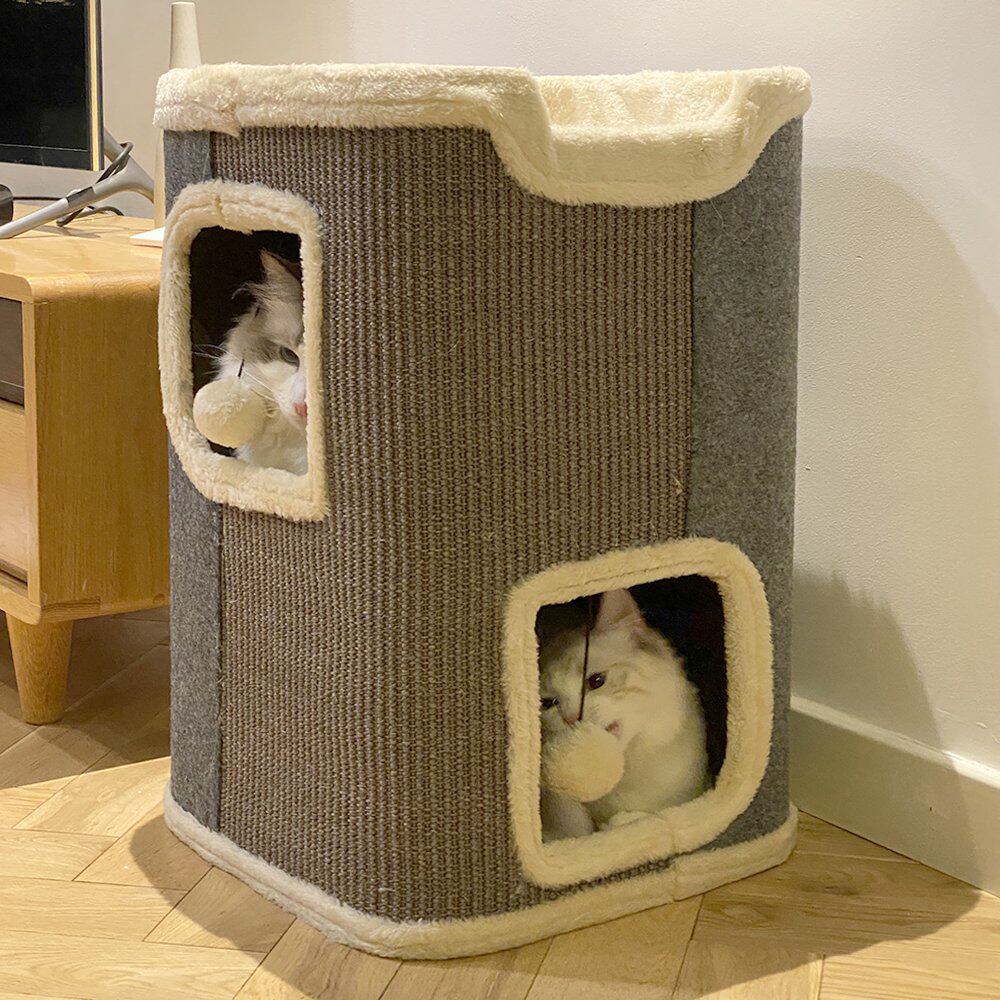 猫窝双层猫爬架子四季通用冬季保暖剑麻桶猫咪屋猫抓板一体猫爬架