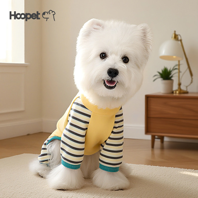 Hoopet宠物条纹四脚打底衣小狗小猫外出服柯基法斗犬猫保暖衣服