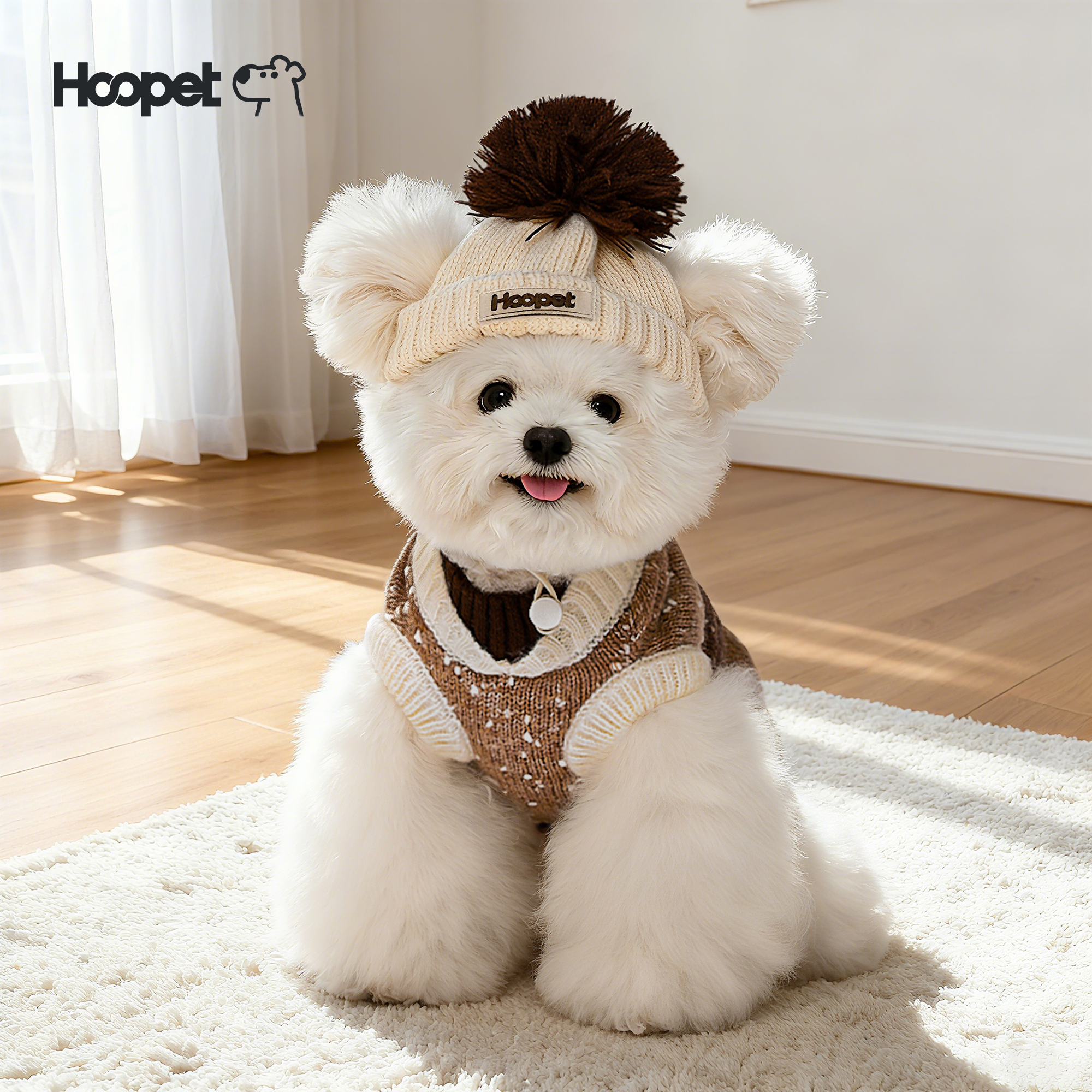 Hoopet豆豆纱毛衣冬装泰迪比熊雪纳瑞保暖防寒加厚小型犬狗狗衣服