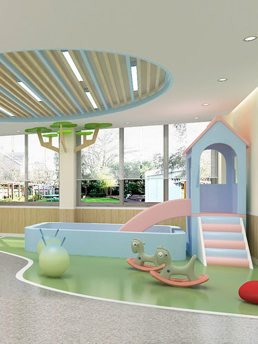 幼儿园装修设计少儿艺术教培训机构托育早教中心体门头3D效果图