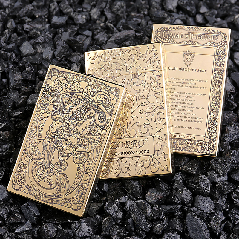 佐罗ZORRO煤油打火机朗声黄铜个性拉丝清脆钢琴音防水刻字送男友