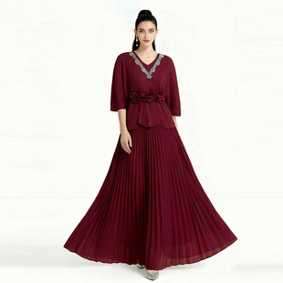 半身裙大码女胖mm遮肚子轻奢高级感镶钻绣花褶皱工艺套装裙两件套