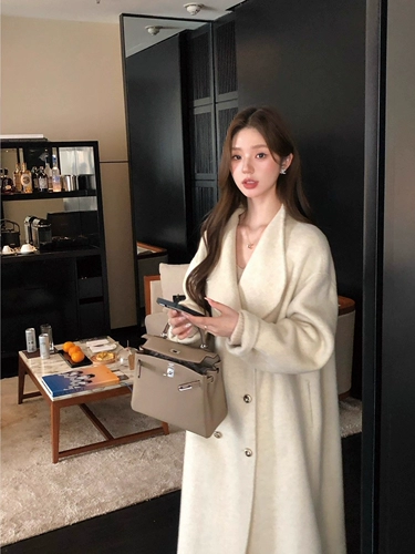 Белое шерстяное двусторонное кашемировое зимнее шерстяное пальто, изысканный стиль, 2025 года, городской стиль, подходит для подростков