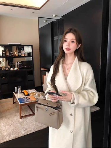 Белое шерстяное двусторонное кашемировое зимнее шерстяное пальто, изысканный стиль, 2025 года, городской стиль, подходит для подростков