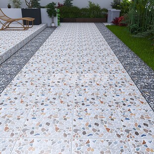 室外花园鹅卵石瓷砖600X600农村院子地砖鱼池露台阳台防滑防晒砖