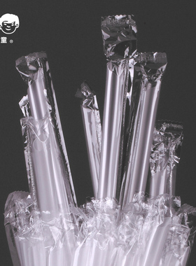 双童直销一次性塑料吸管单支包珍珠奶茶尖头稀饭加长直粗弯70081