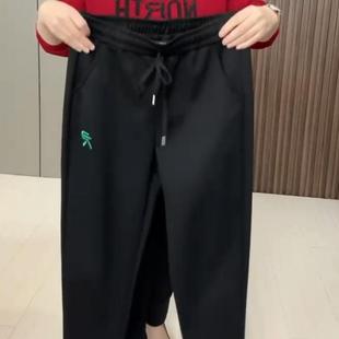 女装 松紧腰加绒保暖显瘦百搭小脚裤 2024秋冬新款 时尚 女潮 韩版 大码