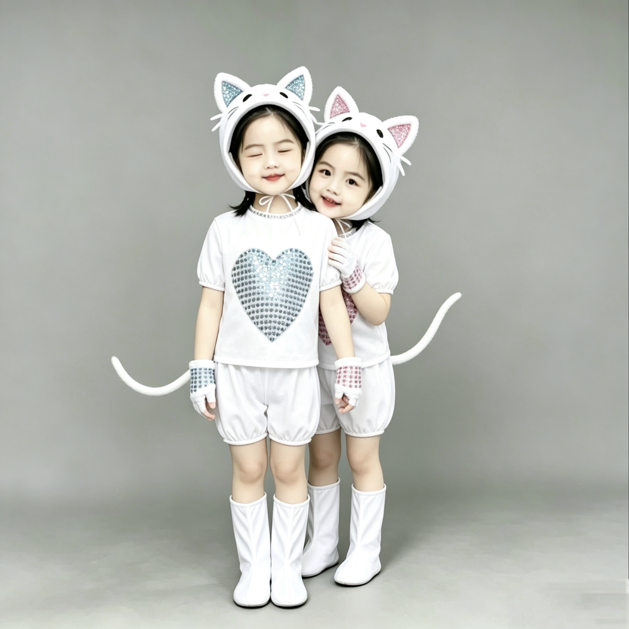 小猫钓鱼舞蹈服三只小猫咪表演服装学猫叫话剧舞蹈服  动物表演服