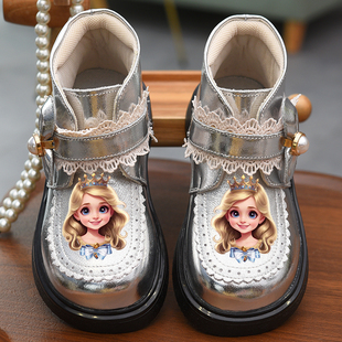 女童短靴真皮马丁靴小女孩靴子软底公主童靴2025秋季新款儿童皮靴