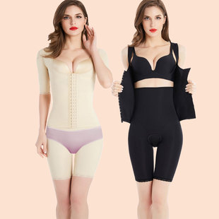 开裆后脱式 塑身新款 短裤 短袖 女连体塑身衣双层加压收腹塑形瘦 秋季