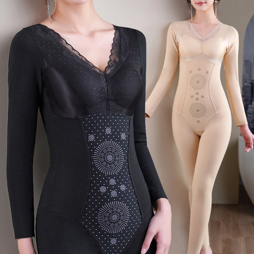 婷美保暖塑身衣加绒后脱长袖长裤