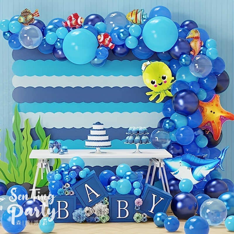 海洋动物主题宝宝生日派对布置