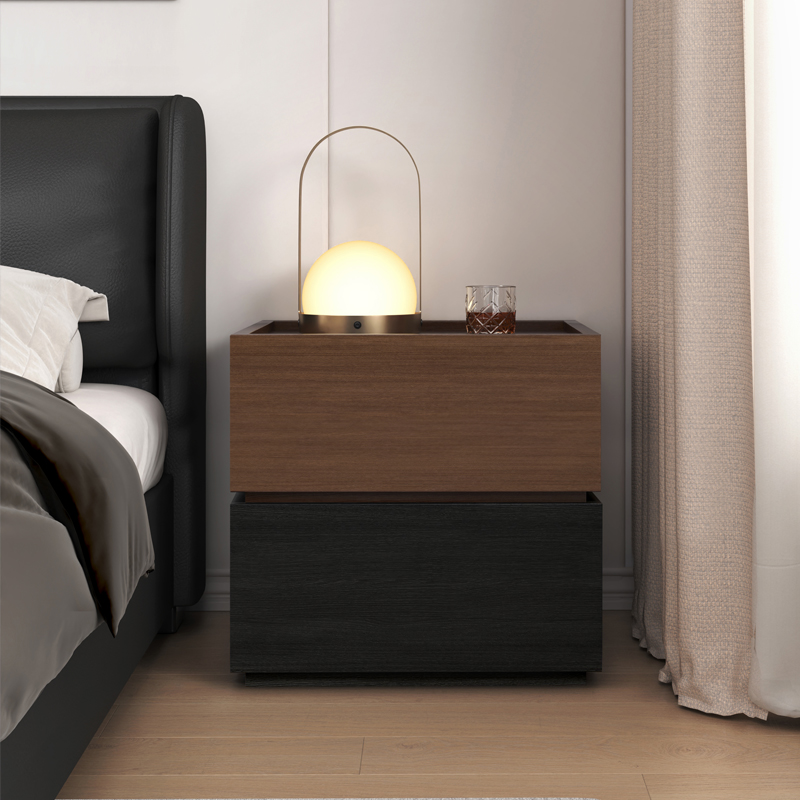 实木中古风床头柜子卧室轻奢床边柜小型极窄意式收纳柜床头置物架