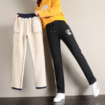 女童裤子秋冬一体绒加厚运动裤