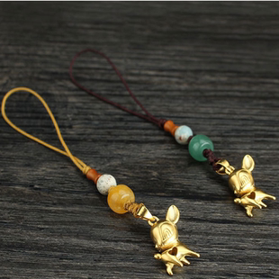 网红沙金铜小鹿挂件手机链一鹿有你平安小清新挂绳包包挂链饰品女