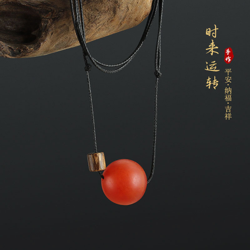 转运珠挂坠皮绳项链女长款毛衣链