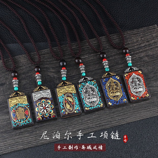 网红尼泊尔棉麻绳子项链黑檀木大象神佛像吊坠长款毛衣链配饰挂件