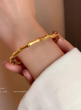 竹节手镯钛钢实心不掉色女款手链