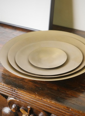 十境铜桌面摆件新中式客厅托盘