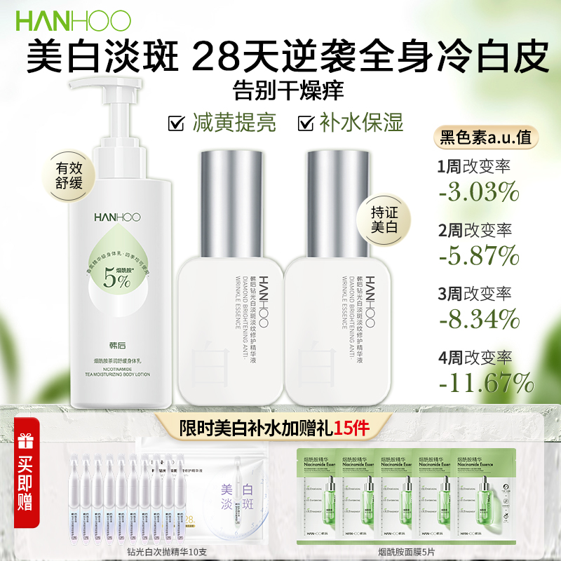 韩后烟酰胺舒缓身体乳滋润补水保湿护肤持久留香美白精华液组合