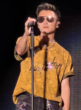 Muse Vibe*26SS谢霆锋演唱会同款黄色反光水洗应援宽松短袖t恤