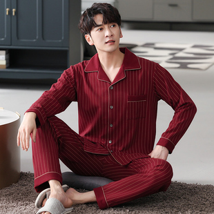 大红色蛇年本命年睡衣男士秋春秋款秋季纯棉长袖家居服秋冬款薄款