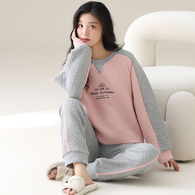 纯棉秋冬季冬天夹层睡衣女士韩版休闲空气棉薄夹棉家居服保暖套装,女士内衣/男士内衣/家居服,睡衣/家居服套装,淘宝优惠券,粉丝福利购,淘宝优惠卷