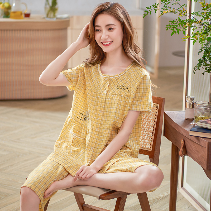 全棉加肥大码家居服套装