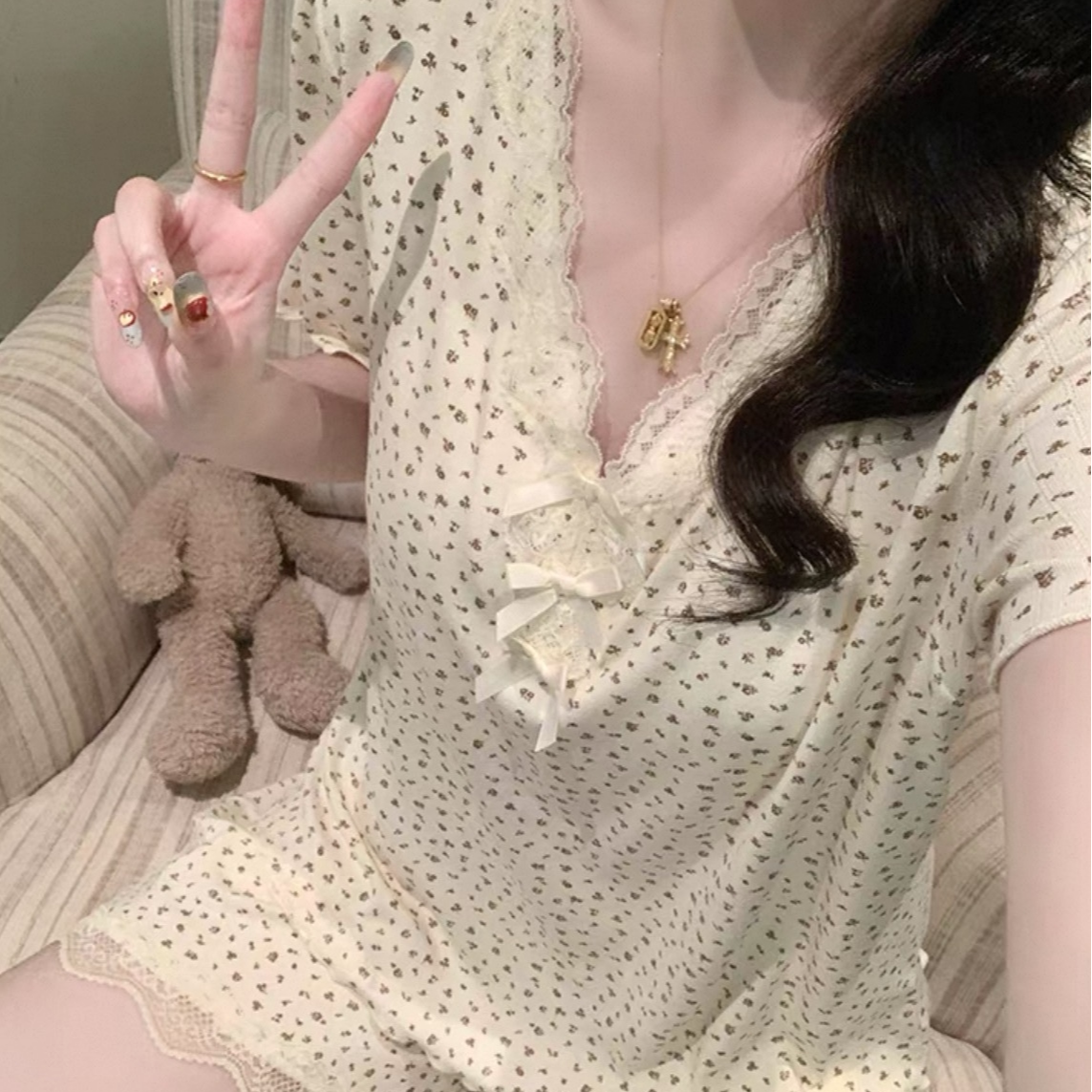 【1号链接】短袖ins风家居服睡衣女套装